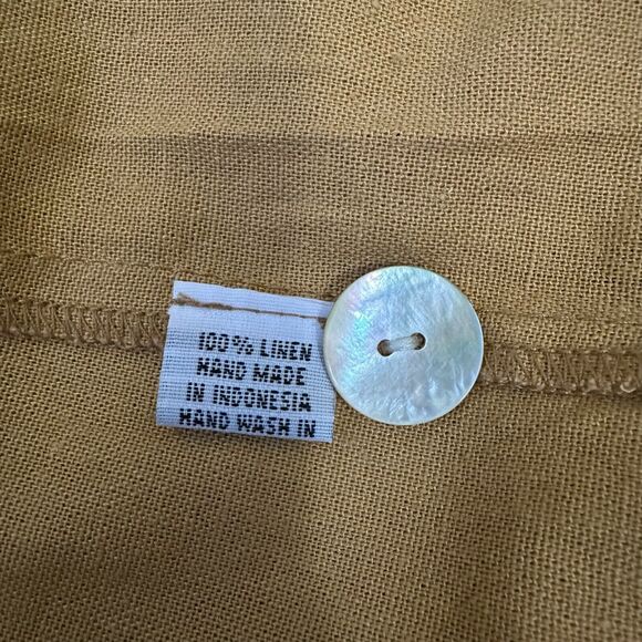 GILLIA Wide Leg Pants Camel Tan Cropped High Rise Shell Button Front - Picture 10 of 14